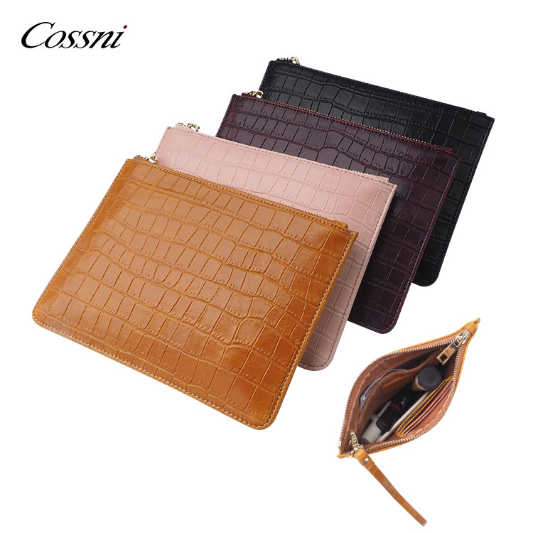 European fashion custom Genuine Print Zip Clutch