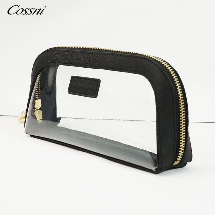 2020  Fashion cosmetic leather zippered Transparent makeup bag for women