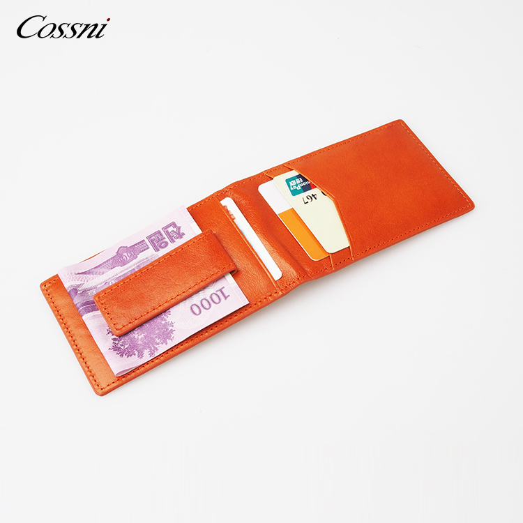 2021 new Bifold Slim italy leather wallet for men vegetable tanned leather purse with Money Clip
