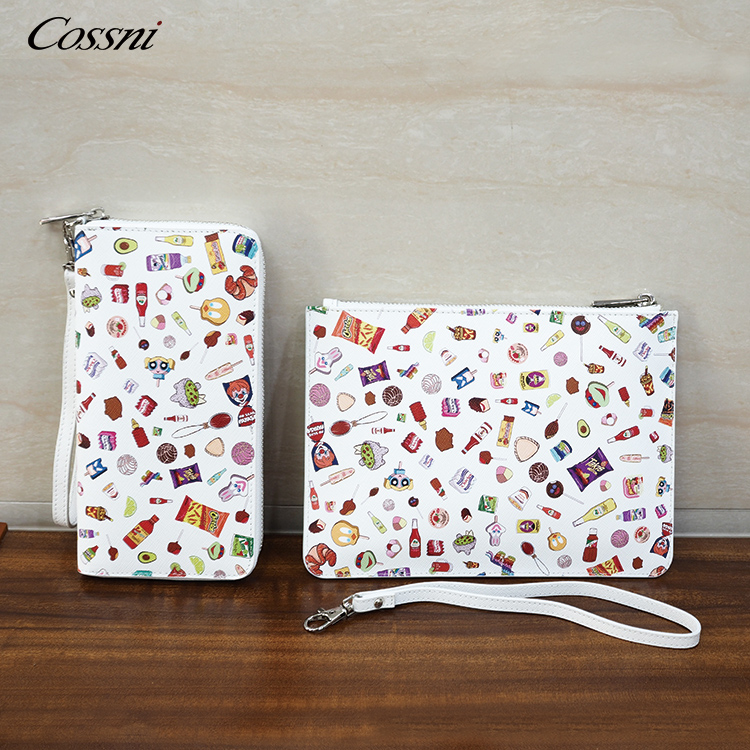 2020 new European fashion custom leather or Genuine Print Zip wallet