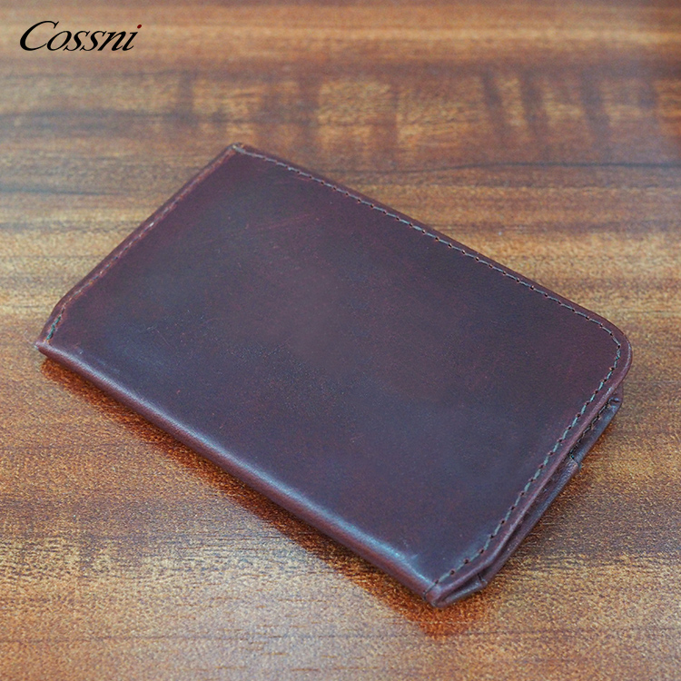 Custom Travel mini wallet vegetable tanned leather Man Wallet with Coin purses