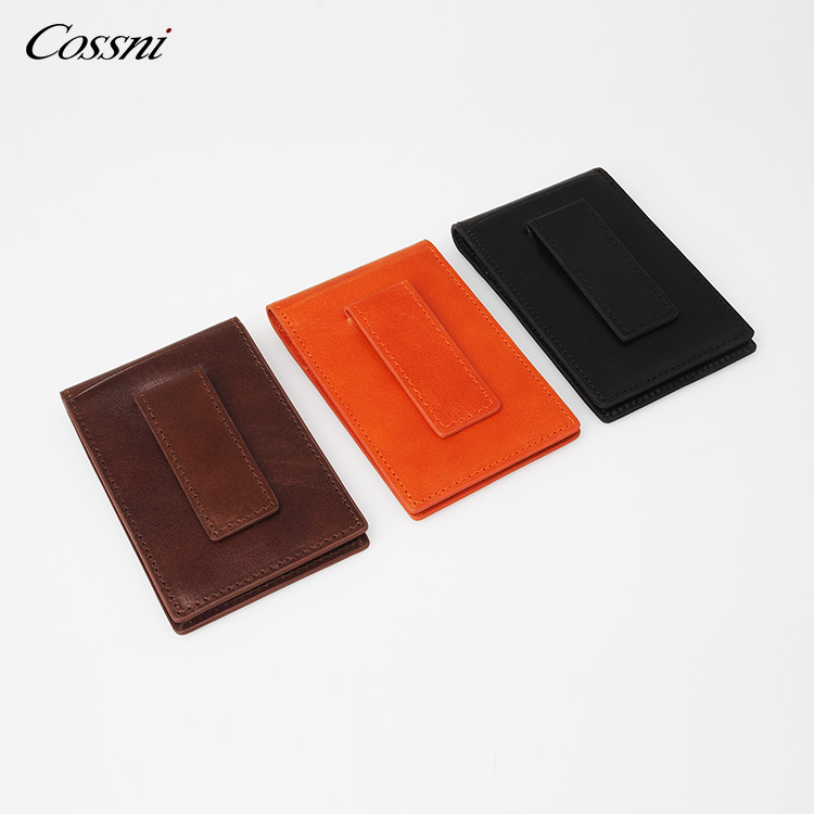 2021 new Bifold Slim italy leather wallet for men vegetable tanned leather purse with Money Clip