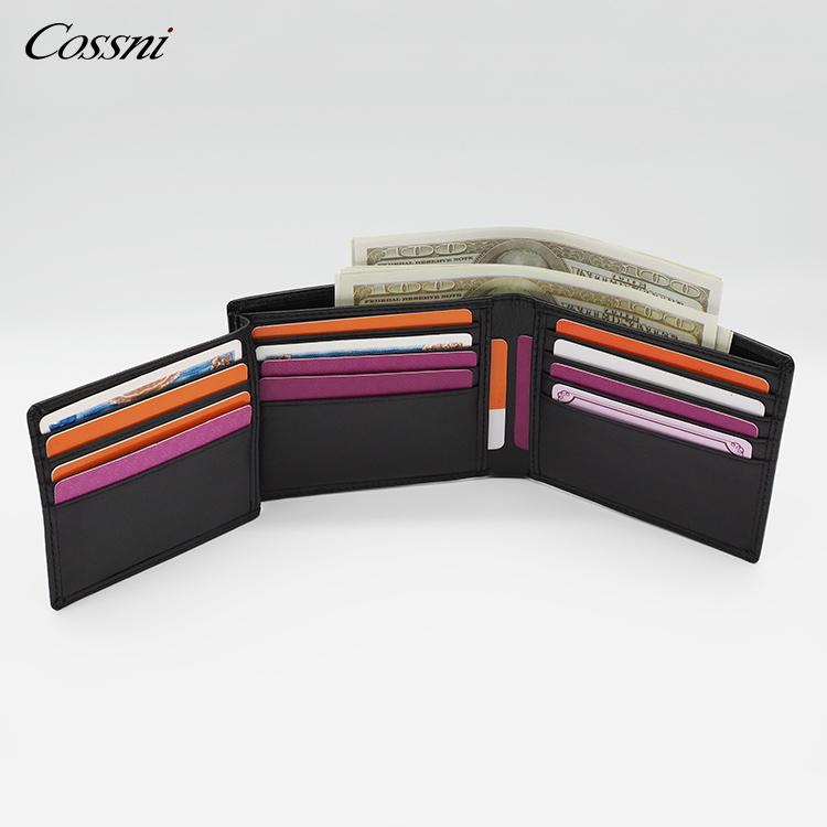 RFID Bifold Slim Genuine Leather Wallet for Men with Money Clip