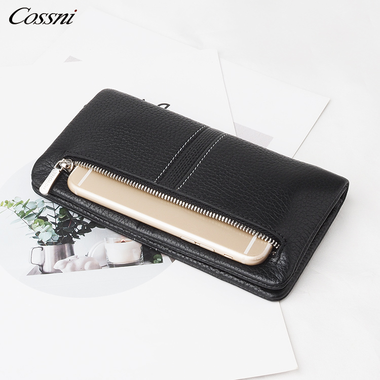 2020 New product Custom RFID Blocking Card Holder Genuine Leather Long Men's Wallet