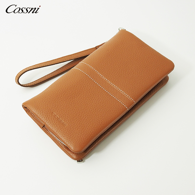 Wholesale Genuine leather Zip purses multi-function RFID Men's Leather Wallet