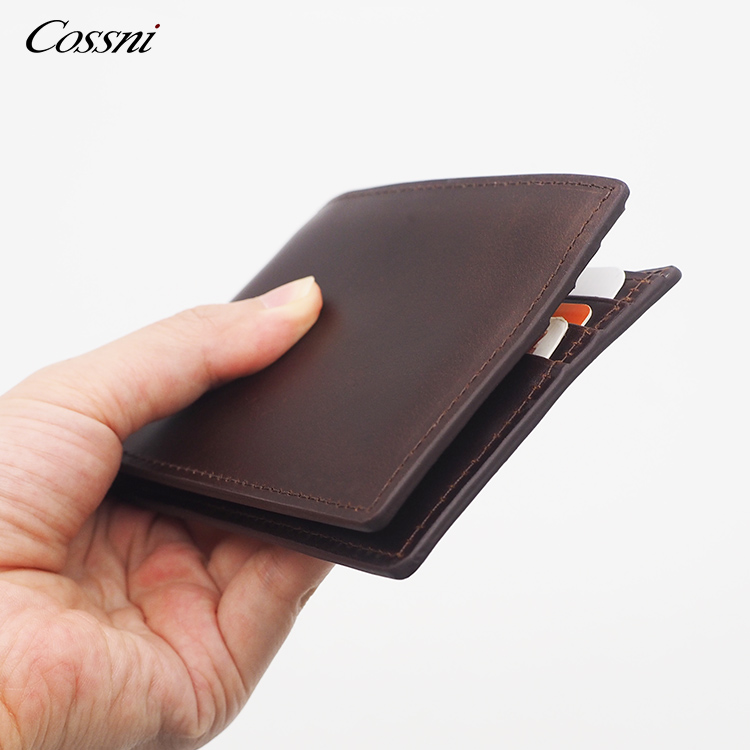 Full grain vintage crazy horse leather men wallet