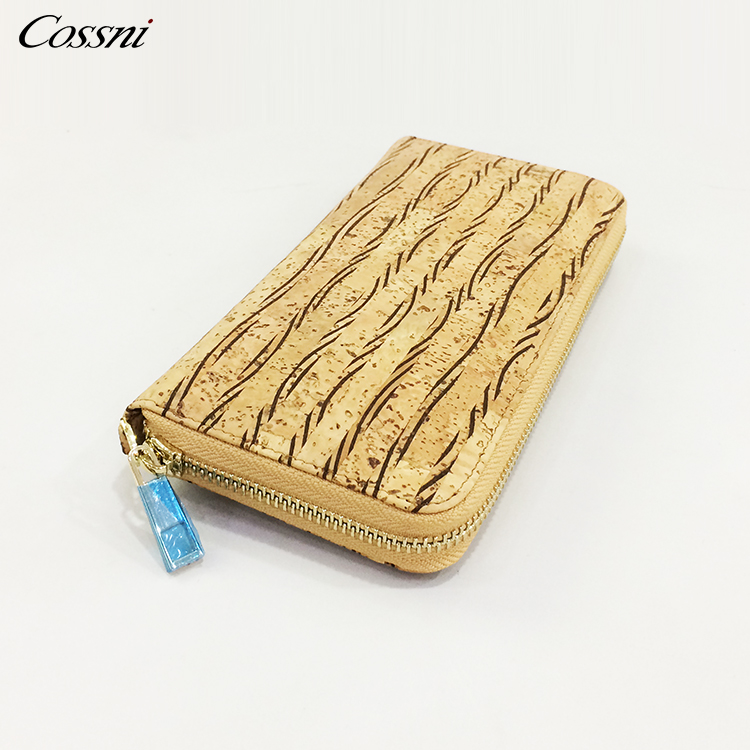 Natural cork women zipper wallet Money Clips Woman Cards Purse good for vegan original Bag