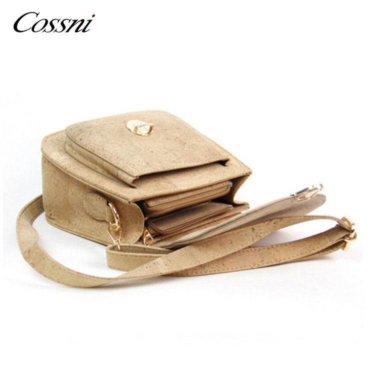 Corkor Cork Purse Cross-Body Bag for Women Front Pockets Vegan Non Leather Crossbody