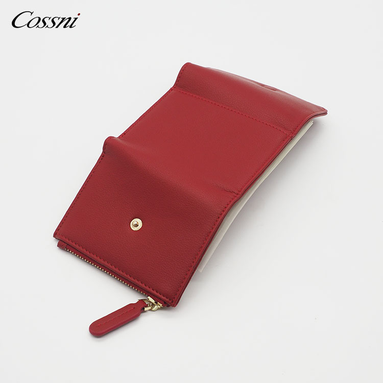 Wholesale custom logo Lady Young Girls coin purse genuine leather Women Short Wallet