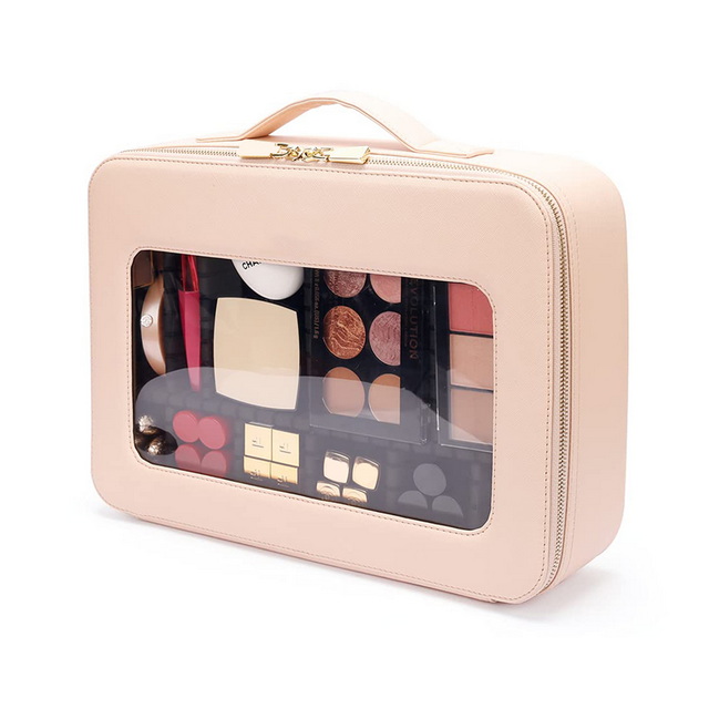 Travel Pvc Leather Women Pink Cosmetic Bags portable Makeup Organizer Case Clear Makeup Pouch Bags