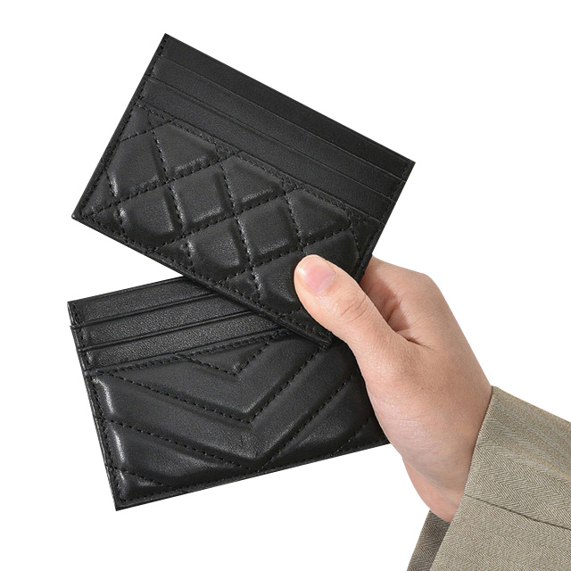 Full Black saffiano leather slim card holder rfid blocking card wallet