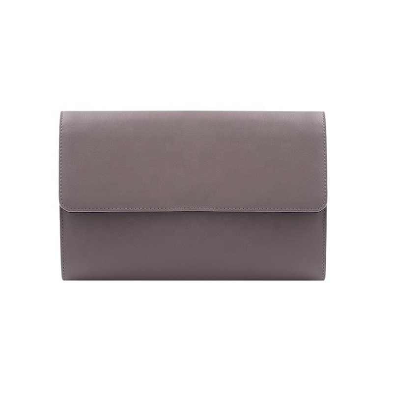 Handmade genuine leather women's fold over clutch evening bags nappa leather pouch for lady