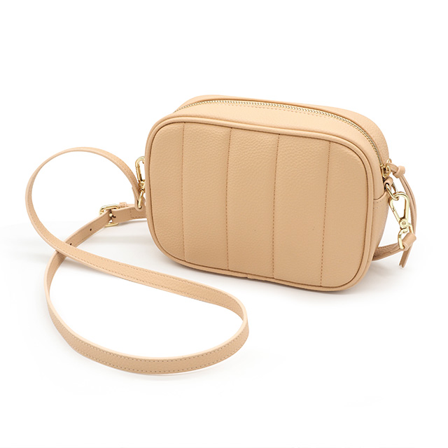 Nude Lychee Pattern Leather Embroidery Mini Crossbody Bag