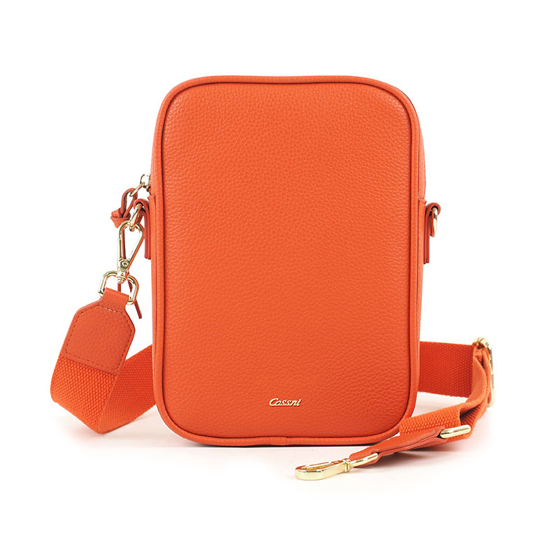 Orange Lychee pattern Leather mini crossbody bag