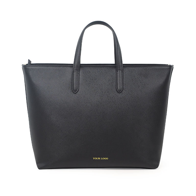 Black leather tote bags women durable shoulder hand bag