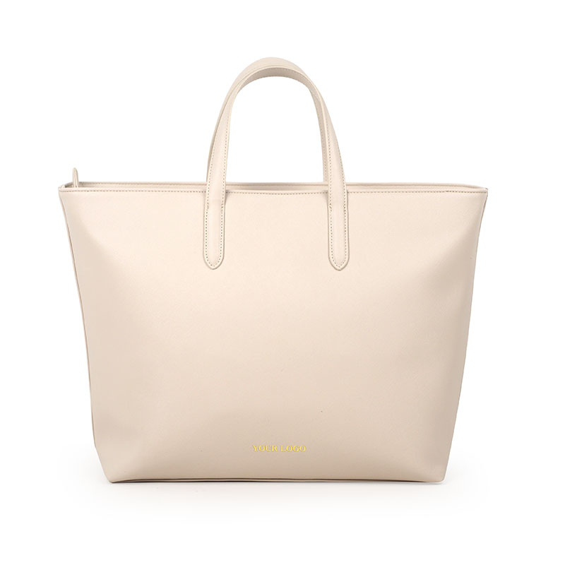 Rice white leather tote bags shoulder hand bag high-end laptop handbag