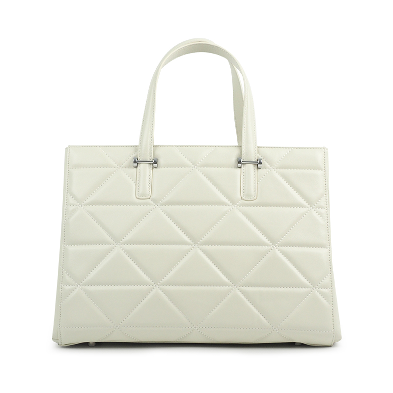 cossni Ecru Quilted Pattern Tote Bag